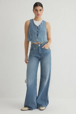 Trendyol Blue High Waist Wide Leg Jeans