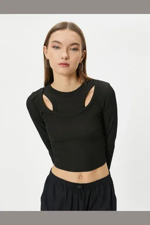 Koton Double Neck Detailed T-Shirt Long Sleeve Ribbed
