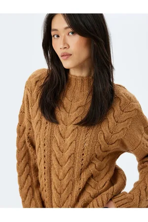 Koton Soft Texture Long Sleeve Lightweight Stand Collar Hair Knit Sweater