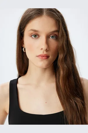 Koton Sleeveless Square Neck Crop Corset Look Top