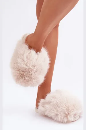 HERS Dámské Fuzzy Pantofle Světle Béžové Wladisa