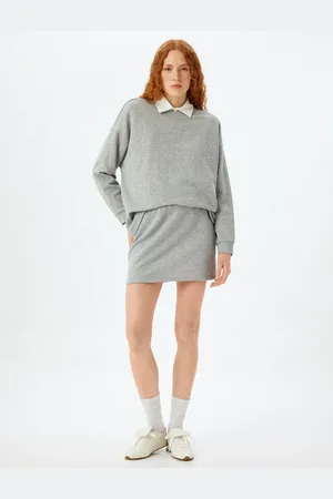 Koton Mini Skirt Comfortable Pattern Three Thread Waist Tie