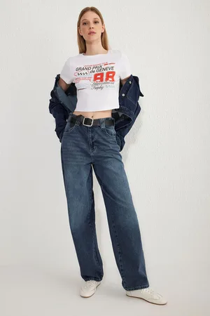 Trendyol Dark Blue Normal Waist Pocket Detailed Skater Baggy Fit Jeans