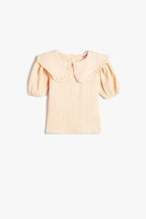 Koton Baby Collar Blouse Muslin Fabric Ruffle Detailed Short Sleeve