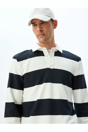 Koton Polo Collar Sweatshirt Printed Button Detail Cotton Blend