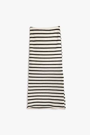 Koton Long Pencil Skirt with Slit Detail and Elastic Waist