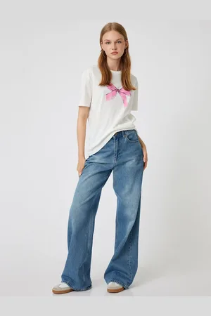 Koton Oversize Bow Printed T-Shirt Crew Neck Short Sleeve