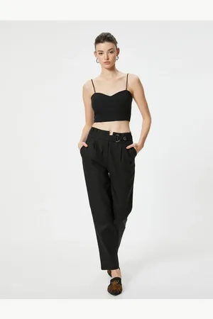 Koton Strappy Crop Top Sweetheart Neckline Cotton Slim Fit