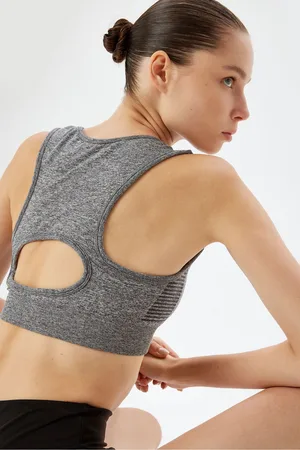 Koton Sports Bra U Neck Slim Fit Back Detail Flecked