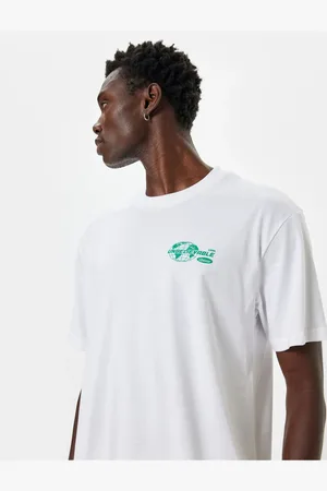 Koton Oversize T-Shirt Slogan Printed Short Sleeve Crew Neck Cotton
