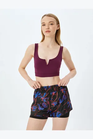Koton V Neck Covered Slim Fit Sleeveless Sports Bra