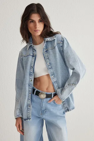 Trendyol Light Blue Troc Detail Oversize Denim Jacket