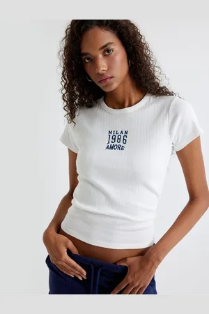 Koton Cotton T-Shirt Short Sleeve Crew Neck Embroidered Detail
