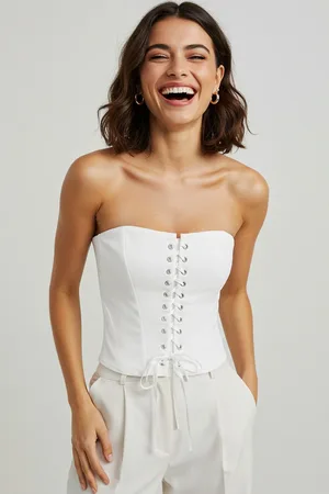 Trendyol White Tie Detail Strapless Woven Bustier