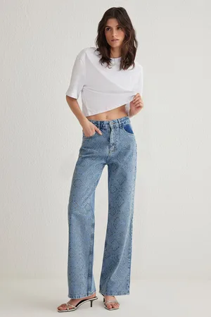 Trendyol Blue Stone High Waist Wide Leg Jeans