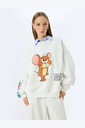 Koton Tom and Jerry Printed Crew Neck Raised Comfortable Fit Licensed Sweatshirt