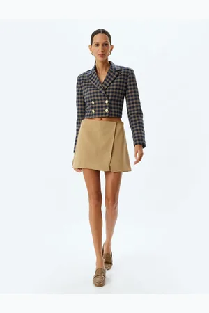 Koton Standard Waist Double Breasted Mini Shorts Skirt