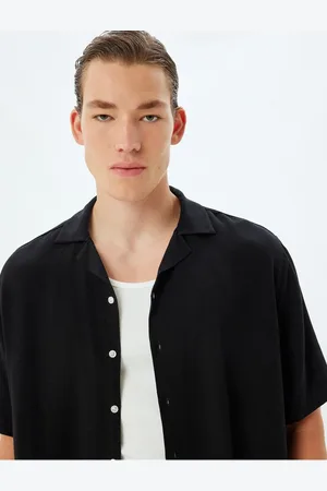 Koton Basic Shirt Boxy Short Sleeve Buttoned Viscose Linen Blend