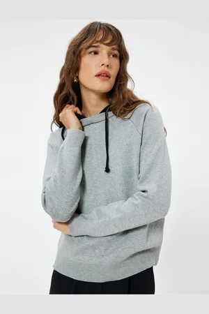 Koton Hooded Knitwear Sweatshirt Pullover Color Contrast