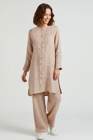 Trendyol Mink Linen Look Buttoned Woven Upper-Lower Team