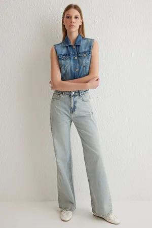 Trendyol Light Blue High Waist Wide Leg Jeans