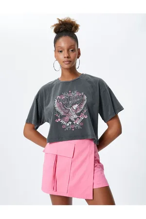 Koton Slogan Printed T-Shirt Crew Neck Short Sleeve Cotton