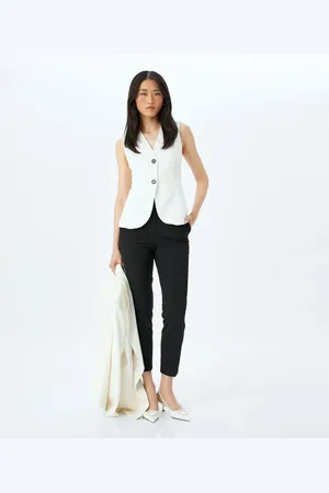 Koton High Waist Cigarette Trousers with Pockets