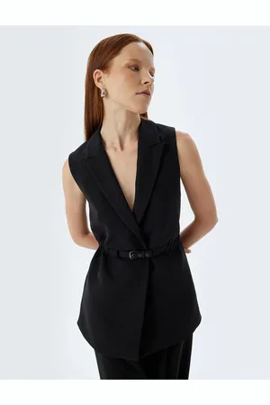 Koton Double Breasted Belted Long Vest