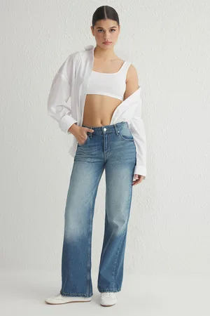 Trendyol Blue More Sustainable Low Waist Wide Leg Jeans