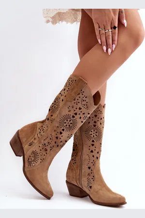 Lewski Shoes Zazoo 3396 Semišové Prošívané Polokotníkové Boty Béžové
