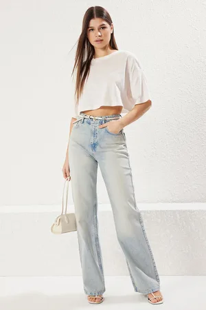 Trendyol Light Blue High Waist Wide Leg Jeans