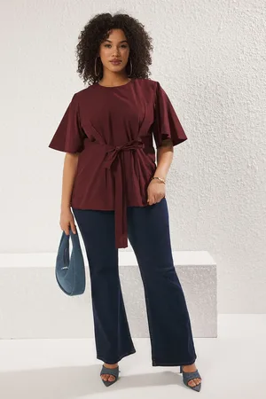 Trendyol Curve Claret Red Binding Detailed Woven Blouse