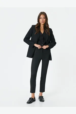 Koton Cigarette Fabric Trousers Pocket Detail High Waist