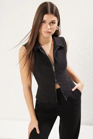 Trendyol Black Fitted Jacket Collar Fitted Vest