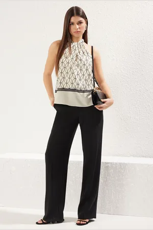 Trendyol Multicolored Satin Halter Neck Patterned Woven Blouse