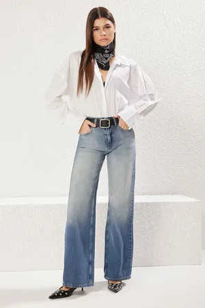 Trendyol Blue Normal Waist Wide Leg Jeans