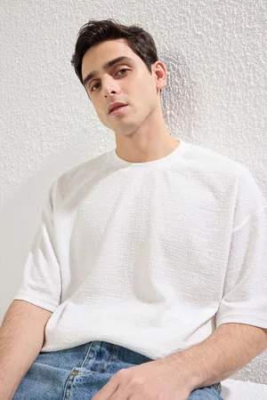 Trendyol Ecru Oversize/Wide Textured Cut T-shirt