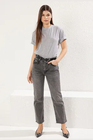 Trendyol Anthracite Normal Waist Comfort Straight Jeans