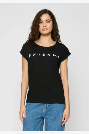 Merchcode Černé tričko s logem Ladies Friends