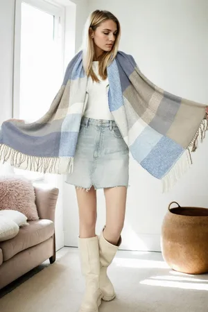 Dewberry 38507 Soft Textured Striped Women Shawl Scarf-SAKS