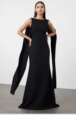 Trendyol Black Body-fitting Woven Long Elegant Evening & Graduation Dress
