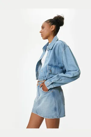 Koton Mini Denim Shorts Skirt Slim Fit Buttoned Pocket Detailed