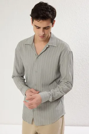Trendyol Khaki Regular Fit Off Shoulder Textured Shirt