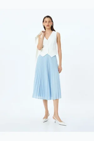 Koton Lined Standard Waist Midi Length Pleated Skirt