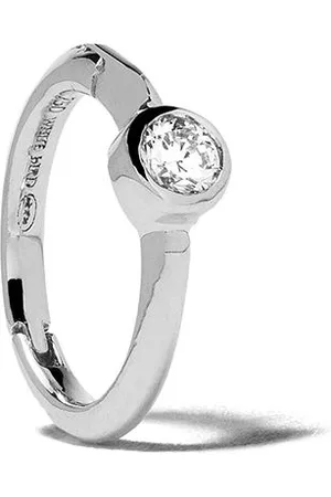 We by White Bird 18kt white gold diamond Justine hoop single earring