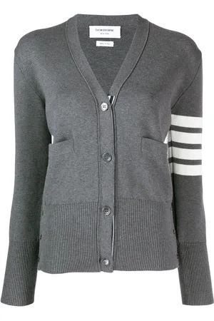 Thom Browne 4-Bar crepe V-neck cardigan