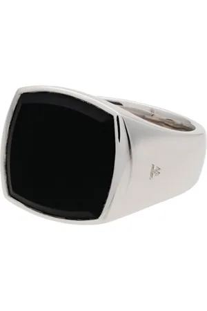 TOM WOOD Cushion onyx sterling signet ring