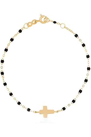 GIGI CLOZEAU 18kt yellow gold beaded cross bracelet