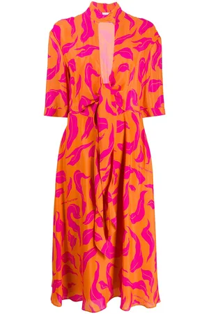 OFF-WHITE Leaf print plung dress