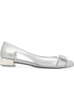 Salvatore Ferragamo Bow-detail glitter flat pumps